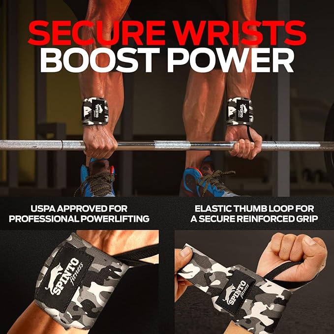 Spinto Fitness 24” Wrist Wraps for Weightlifting USPA‑Approved Powerlifting Competition Wrist Support with Thumb Loop Heavy Duty Grip Strength Gym Accessories for Men & Women