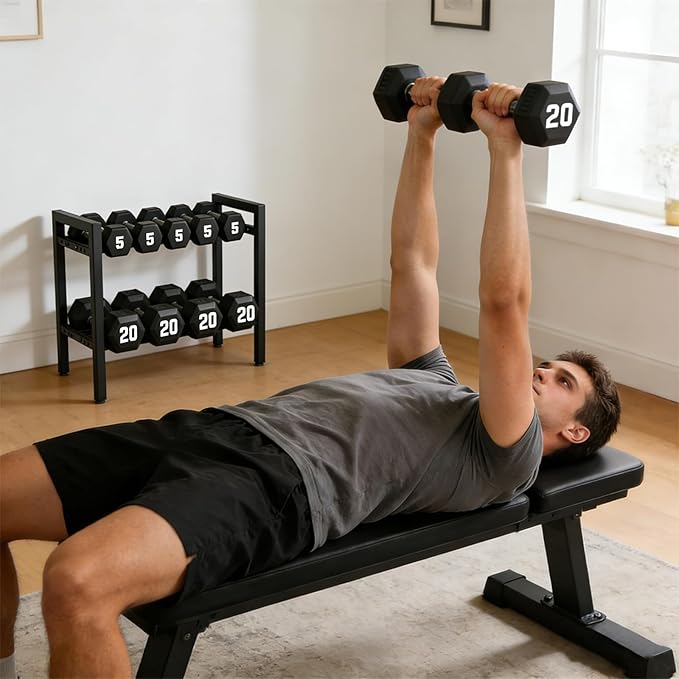 20 IN Dumbbell Rack 2 Tier Adjustable Kettlebell Storage Shelf Heavy-Duty 250LB Space-Saving Weights Stand for Home Gym(Rack Only)
