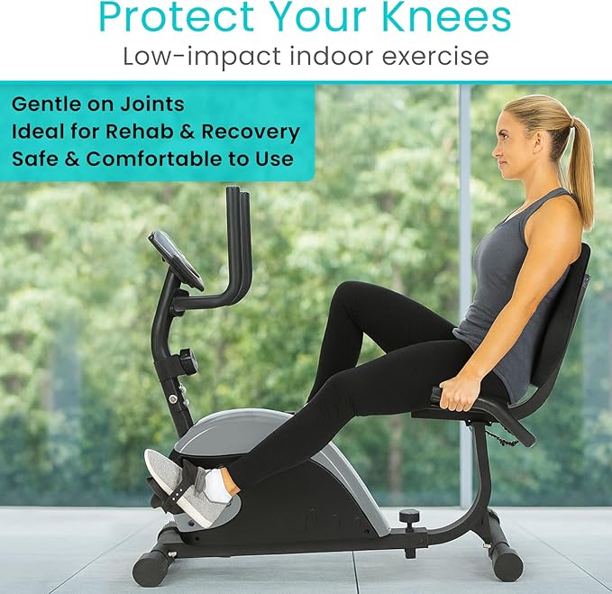 Vive Recumbent Exercise Bike - Stationary Recumbent Exercise Cycle Device for Seniors, Adults, Men and Women - Indoor Fitness Equipment - at Home Cycling, Adjustable Resistances, Digital Display