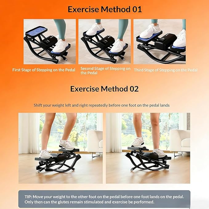 Rock Stepper Side to Side, Digital Display Mini Stepper with Resistance Bands, Steppers for Exercise at Home, Quiet Low Impact Workout Machine for Arm Legs Glutes, Portable Fitness Equipment