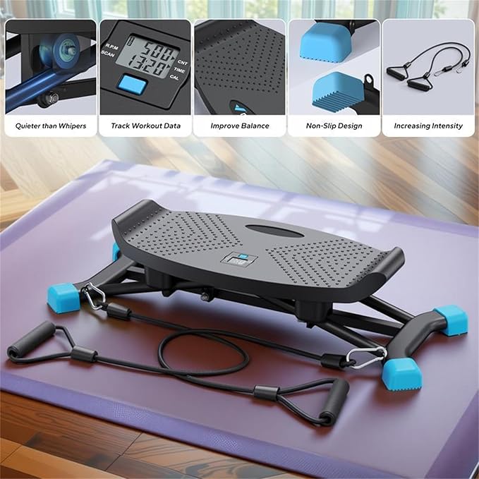 Balance Board, All-Motion Trainer, Portable Ski Balancing Machine with LCD Monitor, Balance Board with Resistance Bands, Burn Fat, Sculpt Curves & Feel Stronger
