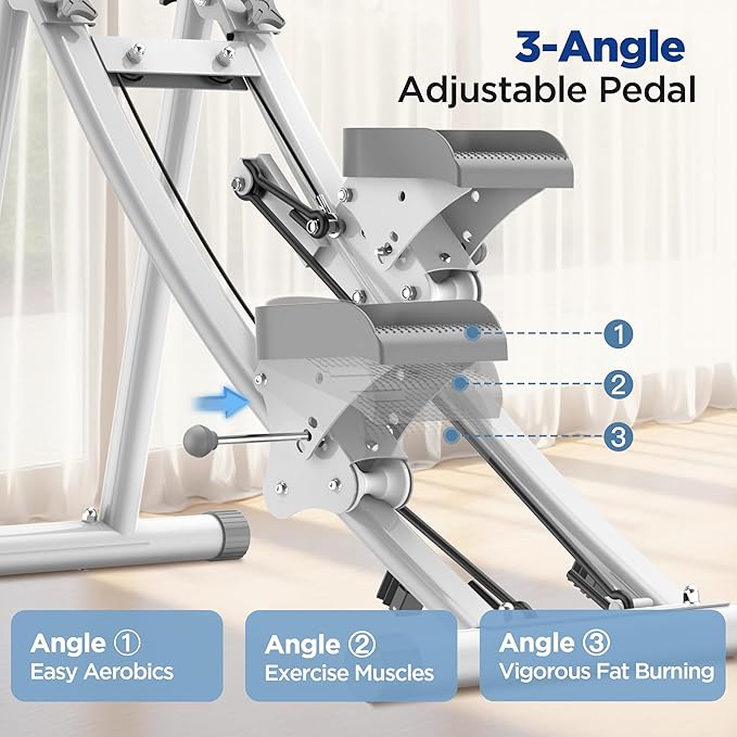 Stair Stepper for Home Gym Exercise, Folding Vertical Climber for Full Body Workout 300LBS Capacity, Compact Stair Climber Cardio Exercise Machine with Adjustable Handlebar & Pedals