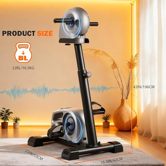 2026 Electric Physical Therapy Exercise Bike with Leg Support & Stroke Hand Brace - Arm Leg Pedal Exerciser | 20 Speed Dual Motorzied Rehab Trainer for Knee, Foot, Arm Recovery | Elderly & Disabled
