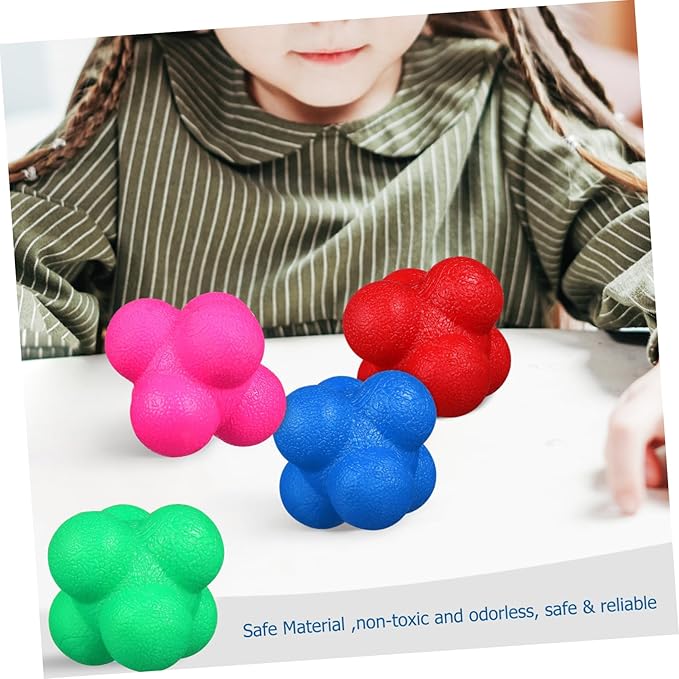 Happyyami 6pcs Reaction Balls Bright Colors Hexagonal Reflex Balls Sports Exercise Tool Hand-Eye Coordination Training