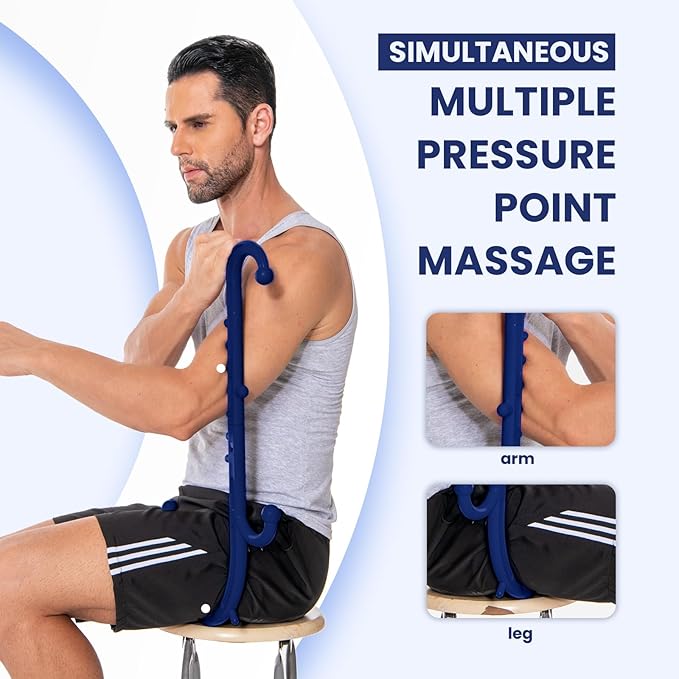 Deep Tissue Back & Neck Massager - Back Massager Stick for Pain Relief, Muscle Knot Remover, Trigger Point Massage Tool for Full Body, Shoulders, Legs - Pressure Point Massage Tool