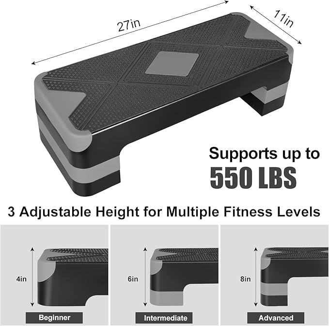 Adjustable Exercise Workout Aerobic Stepper Step Platform Trainer