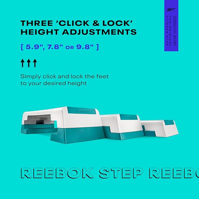 Reebok Fitness Multipurpose Adjustable Aerobic and Strength Training Workout Step Platform for HIIT, Cardio, and General Sessions