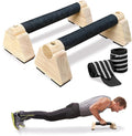 Parallettes Bars, Wooden Push Up Bars with Wrist Wraps for Men & Women, Handstand Training Bars for Home Gym, Non-Slip Calisthenics Equipment, 440lbs Durable Floor Push Up Handles