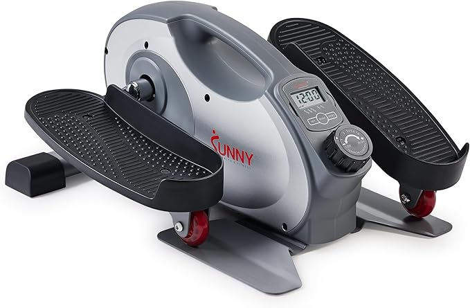 Sunny Health & Fitness Under Desk Elliptical Machine, Portable Sitting or Stand Peddler Exerciser for Seniors Home Office, SunnyFit App Access via Bluetooth with Optional Handlebar or Resistance Band