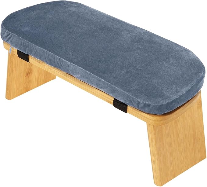 Yoga Meditation Bench Kneeling Stool, Foldable, Wood, with Removable Cushion Ergonomic Prayer Bench Meditation Stool