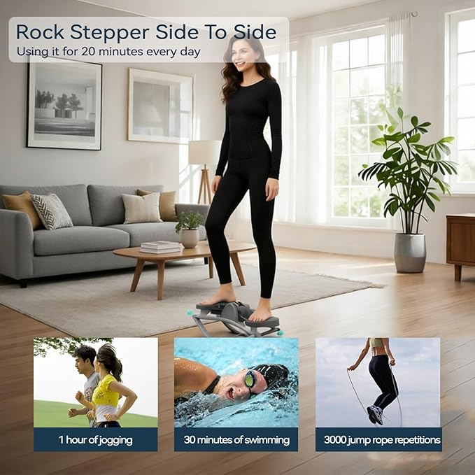 Rock Stepper Side to Side – Lateral Stepper & Glute Trainer with Resistance Bands, Low Impact Side to Side Stepper for Home Exercise, Quiet Step Rocker Machine No Assembly 250LBS