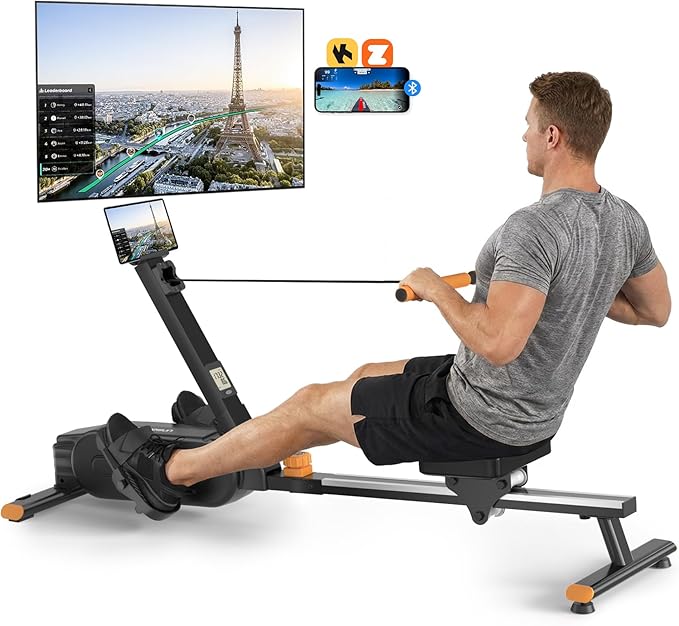 2026update Magnetic Rowing Machines for Home,Rower Machine with 16 Levels,Powerful Silent Magnetic Resistance,350lbs Weight Capacity,LCD Monitor,Silent Rail System,Row Machine for Home Gym Exercise