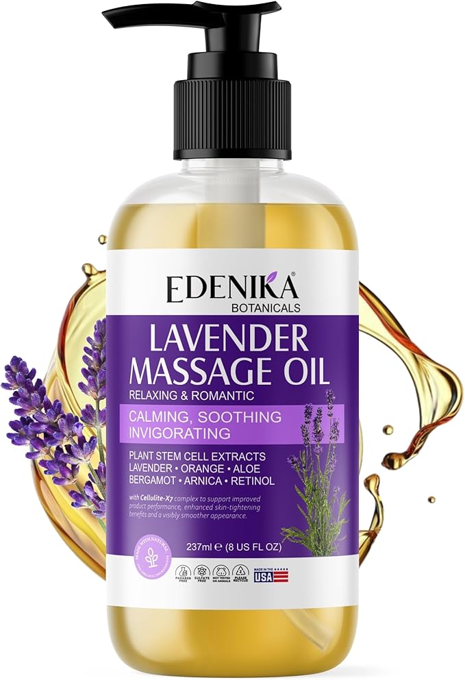 Lavender Massage Oil for Skin, Luxury Aromatherapy & Romantic Massage Oil for Date Night, Relaxing & Hydrating Skin, 8 fl oz