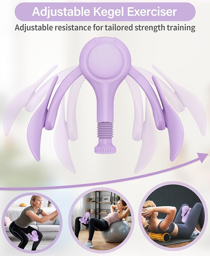 Pelvic Floor Exercise Devices Kegel Exerciser Muscle Trainer 15-70lbs Adjustable for Women/Men, Inner Thigh Exerciser Hip Abductor Machine with Resistance Band, Leg Workout