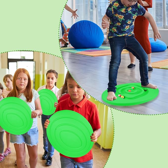 Kids Maze Balance Board Plastic Wobble Rocker Balance Board with Mini Balls Load 170lb for Balancing Exercise Equipment Game Boys Girls Physical Therapy 18.5 x 14.57 Inch(Green,Round)