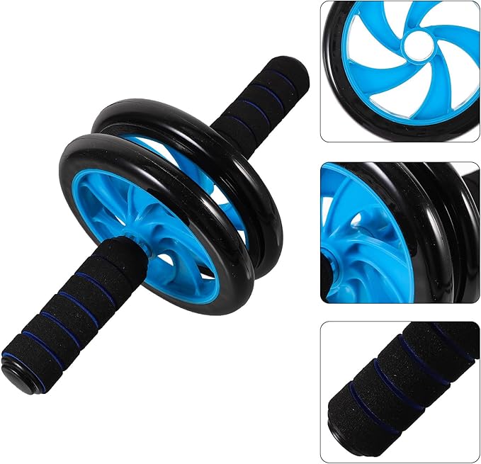 Kisangel Abdominal Exercise Wheel for Home Fitness, Two-wheel Ab Roller Trainer with Non-slip Handles, Core Strengthening Equipment for Abdominal Workout and Stomach Training Random Style