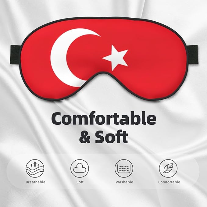 Flag of Turkey Eye Mask Unisex, Zero Eye Pressure Eye Sleeping Mask, Soft Eye Shade Cover for Travel
