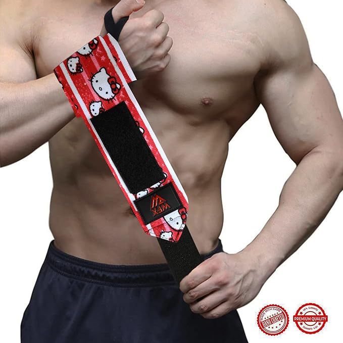 Gym Wrist Wraps Fitness Workout Training Heavy Weight Lifting Wrist Straps Support Thumb Loops Adjustable Pair Brace Strong Grip Powerlifting Bodybuilding