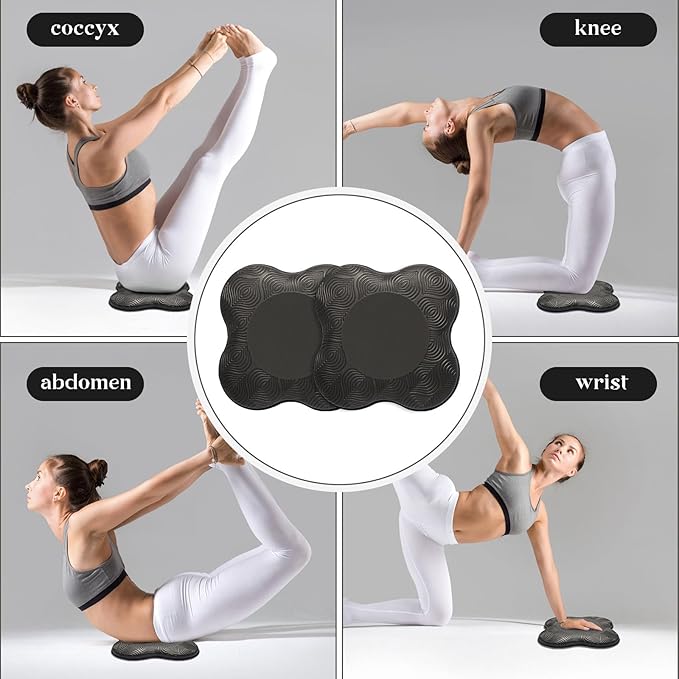 2 Packs Yoga Knee & Elbow Cushions - Extra Thick Foam for Knees, Elbows, Wrists, Hands & Head - Pilates & Kneeling Pads - Support Foam Pads for Women & Men
