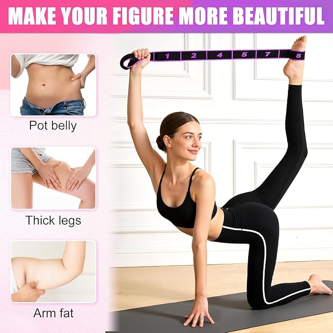 3PCS Fitness Resistance Band for Fitness and Yoga,Resistance Bands for Stretching,8-Section Elastic Training Bands,Suitable for Body Stretching Shaping & Rehabilitation Training(Purple, Pink, Blue)