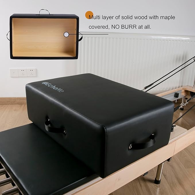 EchoMe Pilates Reformer Sitting Box, Pilates Reformer Accessory for Exercises (Soft Darker)