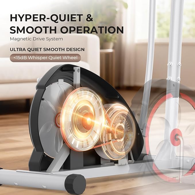ANCHEER Elliptical Exercise Machine,Elliptical Machine Max 500LBS for Safety,8-Level Resistance&Hyper-Quiet Magnetic Driving System,Elliptical Trainer with Pulse Rate Grips&LCD Monitor&15.5IN Stride
