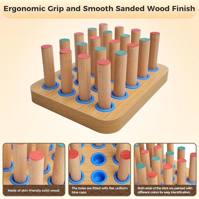 Stroke Training Equipment/Solid Wood Peg Board/Hand-Eye Coordination Trainer Designed for Elderly and Hemiplegia Patients to Improve Finger Flexibility Through Exercise