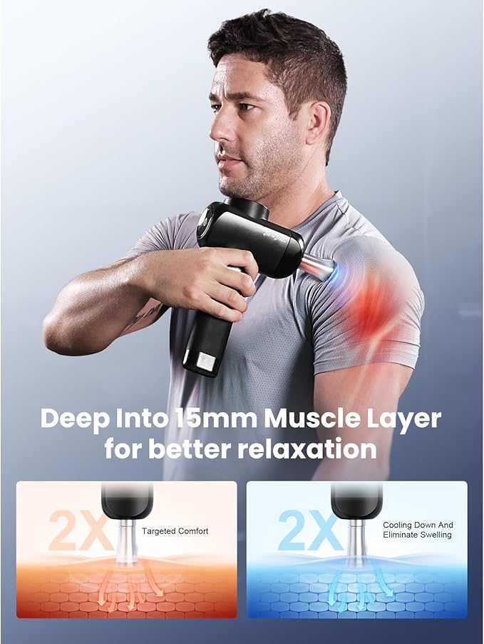 BOB AND BRAD X6 Ultra Massage Gun with Heat and Infrared Light, Metal Head, Professional Percussion Deep Tissue Muscle Massager Gun for Athletes with 6 Replacements