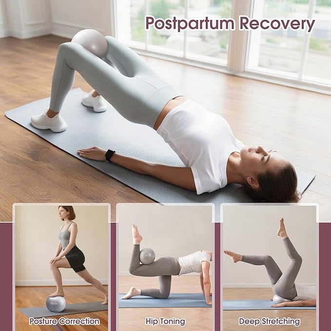 ROSAPOAR Small Exercise Ball - 9 Inch Mini Pilates Ball, Anti-Burst Yoga Ball for Stretching & Core Strength Workout, Physical Therapy & Yoga at Home Gym & Office