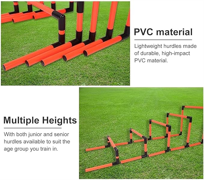 Portable Hurdles Training Equipment 5 Pack, PVC Pipe Agility Training Hurdles Sport Squad Speed Hurdles Set Obstacle Training Track and Field Hurdle (Color : Orange)