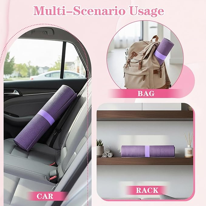 Yoga Mat Strap, One Snap Yoga Mat Slap Band for Keep Mats Tightly Rolled, Elastic One Snap Straps Band