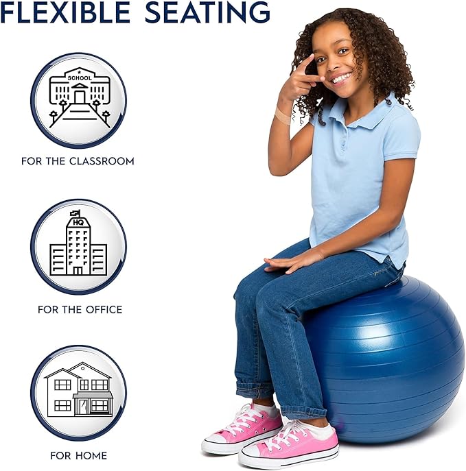 Bouncyband Balance Ball – Create Flexible Seating to Improve Focus at School, Office, or Home with This No-Roll Weighted Ball