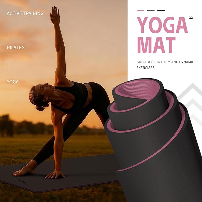 Extra Thick Yoga Mat -0.4Inch(10mm),Non-Slip Yoga Mat, 72"x24" Exercise & Fitness Mat with Carrying Strap, Workout Mats for Yoga, Pilates and Floor Exercise