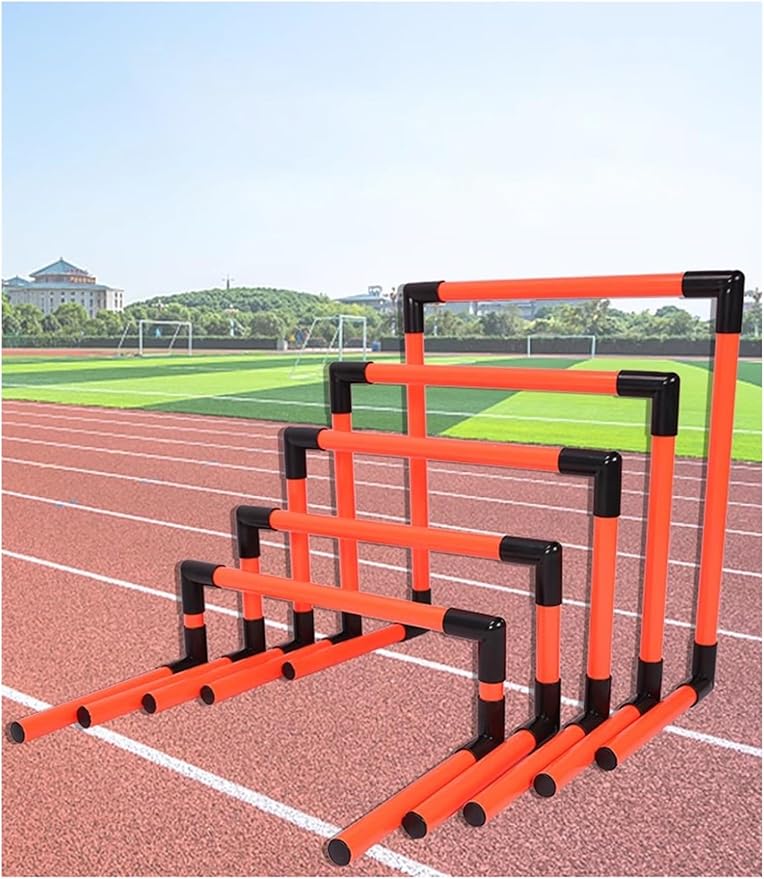 Portable Adjustable Football Hurdles，Agility Training Hurdles Set of 5, Detachable Practice Hurdles for Track and Field(Orange)