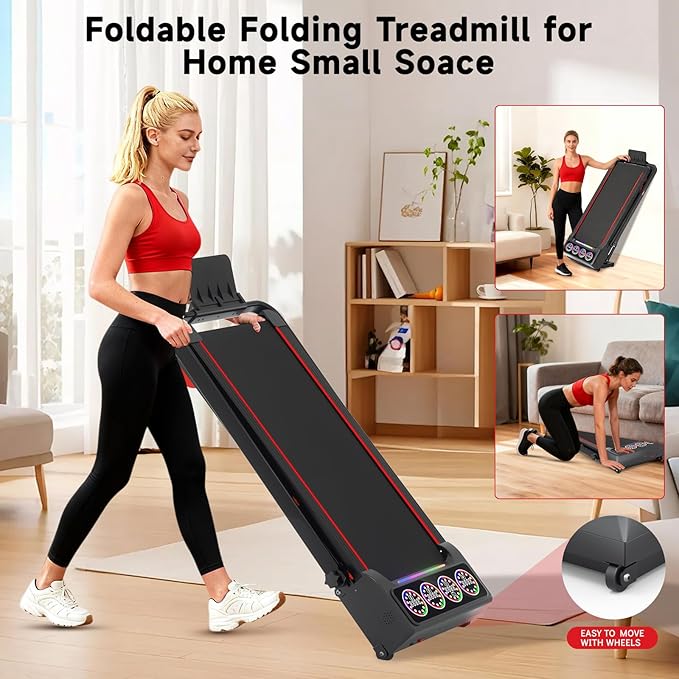 Walking Pad Treadmill with Incline and Handle Bar, 7.5MPH Under Desk Foldable Treadmill for Home Office with Remote Control