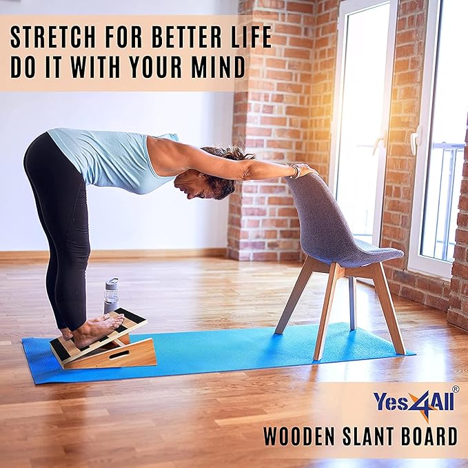 Yes4All Professional Incline Board, Slant Board Calf Stretching, Squat Wedge and Anti-Slip Surface, Portable Side Handle