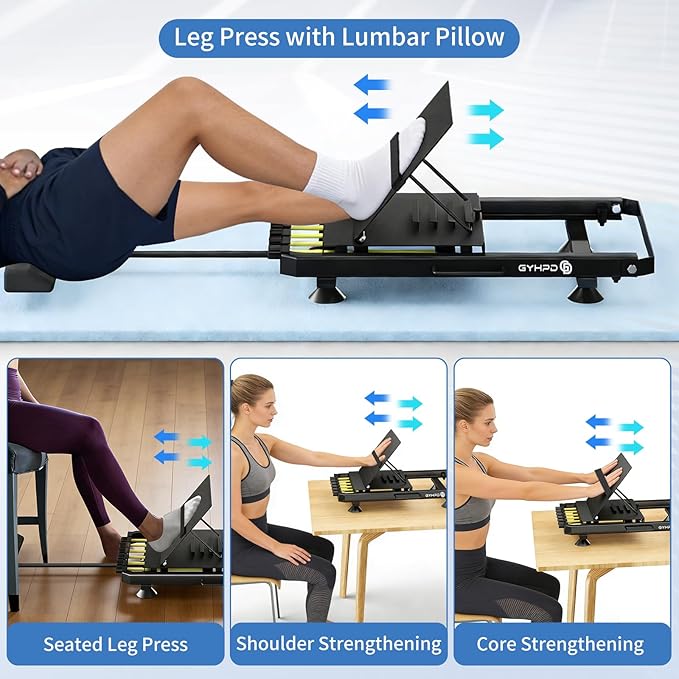 2026 New in-Bed Leg Press Machine for Rehab, Adjustable Low-Impact Leg Strength Trainer, Leg Exercise Equipment with Lumbar Pillow and 4 Bottom Suction Cups, 6 Resistance Levels up to 100 lb