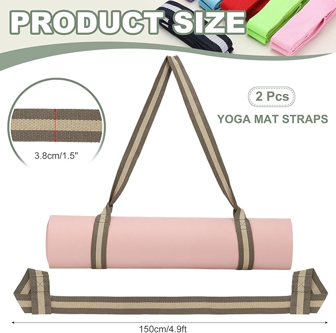 Yoga Mat Straps for Carrying, Adjustable Exercise Mat Sling Holder Multi Purpose Mats Carrier