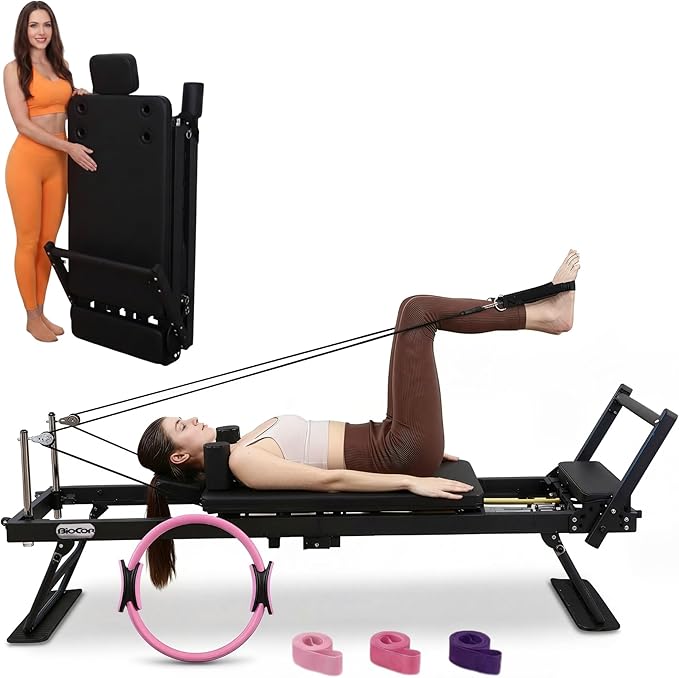 3.0PRO 93" Pilates Reformer NEW Patented Design, Foldable Pilates Machine with Yoga Ring Circle & Headrest, Jumpboard, Dual Resistance Springs, Pilates Equipment for Home Workout, up to 650 LBS