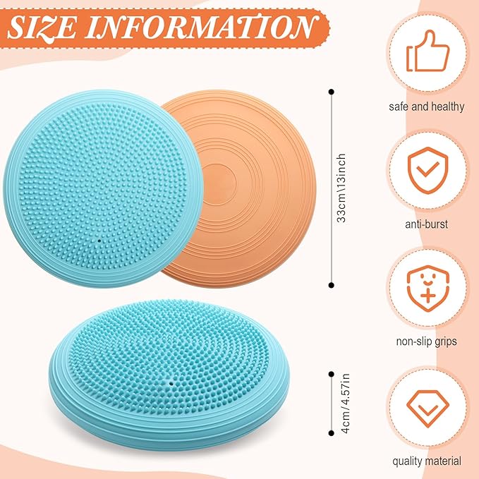Libima 4 Pcs Wiggle Seat Inflated Wobble Cushion for Sensory Kid 13 Inches Balance Disc Flexible Seating for Classroom Sensory Pad for Chair Wiggle Cushion