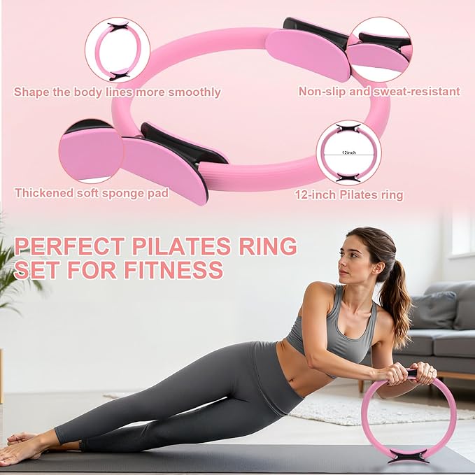 Pilates Equipment for Women - at Home Pilates Kit 18Pcs with Resistance Bands, Figure 8 Band & More for Full Body Strength, Flexibility & Core Workouts
