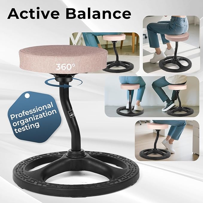 ADHD Chair for Kids, Yoga Chairs for Adults, Wobble Stool Active Flexible Seating Desk Chair with Non-Slip Base and Washable Seat Cover for Stability, Balance, Yoga, Office, School, Classroom