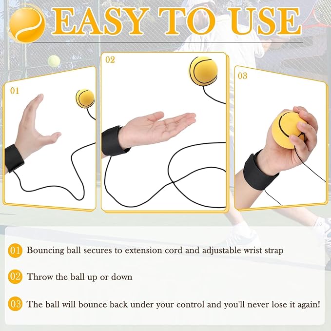 4/8/16/32 Wrist Return Ball on a String 2.36 Inches Rebound Sport Balls with Elastic Strap Baseball Soccer Tennis Practice Party Favors, Wrist Exercise and Fun Play for Kids & Adults