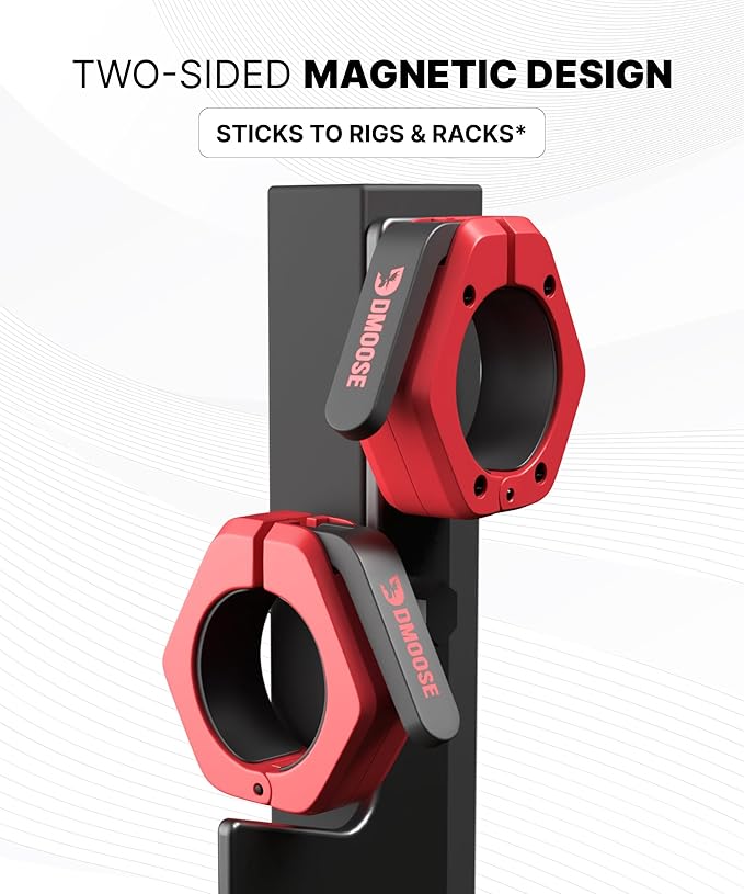 DMoose Fitness Barbell Clips 2 Inch (Pair) - Quick Release Olympic Barbell Clamps & Collars with Anti Slip TPR Grip for Secure Weightlifting and Powerlifting - Weight Clips for Bars at Home or Gym