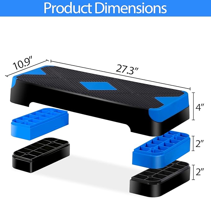 HomGarden Adjustable Workout Aerobic Stepper in Fitness & Exercise Step Platform Trainer Stepper w/Risers Adjust 4"-6''-8''