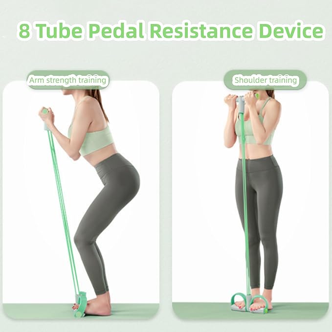 Multifunctional Pedal Resistance Band, 8 Tube Stretch Band with Handle, Upgrade Heavy-Duty TPE Tubes with 300% Stretch, Shaping Exercise Equipment for Abdominal, Leg, Arm and Back Slimming Training