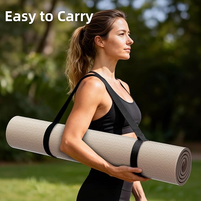 Large Yoga Mat, 72"x40"x0.4"Thick, Extra Wide Exercise Mat, Oversized Non Slip Workout Mat with Strap for Yoga, Pilates, Fitness, Home Gym Studio
