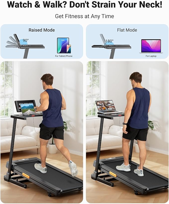 THERUN Treadmill with Incline, Incline Treadmill, Brushless Motorized Treadmills for Quiet Running