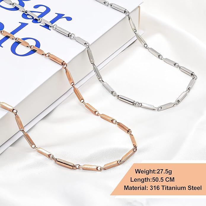 JEROOT Titanium Steel Magnetic Necklace for Women Men Unisex, 6 Ultra Strength Column Magnetic Necklace for Neck Shoulder and Back, Necklace with Jewelry Gift Box