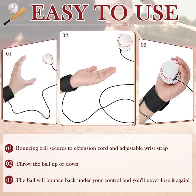4/8/16/32 Wrist Return Ball on a String 2.36 Inches Rebound Sport Balls with Elastic Strap Baseball Soccer Tennis Practice Party Favors, Wrist Exercise and Fun Play for Kids & Adults